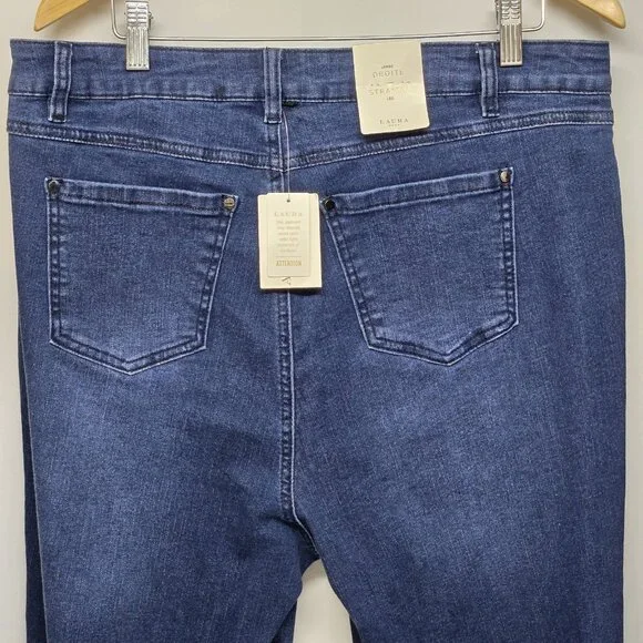 Women’s Straight Leg Dark Blue Jeans with Stud Embellishment - Picture 7 of 15